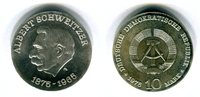 DDR 10 Mark Silbergedenkmünze Gedenkmünze 100. Geburtstag Albert Schweitzer