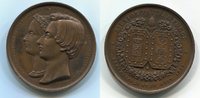 Belgien Medaille Bronze Hochzeit Leopold II. Marie Henriette Anna v. Österreich -