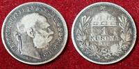 Österreich Ungarn Kaiserreich 1 Corona Krone Silber Korona Für Ungarn Franz Joseph I. Jahrgang Key Date -