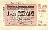 Notgeldschein 1,05 Mark Gold Ein Viertel Dollar Handelskammer Mannheim Kennung J -