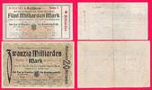 Deutsches Reich 25 Milliarden Mark Lot von zwei Gutscheinen, Notgeld der Stadt Dresden, 15. und 26. Oktober 1925 -