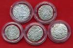 Ungarn 5 x 1 Denar Lot Silbermünze Gekrönte Madonna -