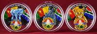 Rebublik Kamerun 3 x 100 Francs Ku/Ni versilbert Set mit 3 Motivmuenzen Friends of South Africa The Baby Five -