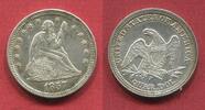 USA 25 Cents QUARTER DOLLAR 1857 Seated Liberty without Arrows vz gereinigt Haarlinien