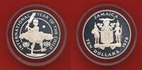 Jamaika 10 Dollars Silbermünze 1979 Jahr des Kindes Polierte Platte mit Kapsel