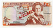 Jersey 10 Pfund Pounds 1993 Specimen Ser 0000 Kassenfrisch