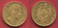 Germany Deutschland Bayern Bavaria 20 Mark 1872 Ludwig II. 1864 - 1886 ss/ss+ min gereinigt