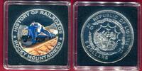 5 Dollar Silbermünze mit Farbauflage 2011 Liberia HISTORY OF RAILROADS - Rocky Mountaineer Polierte Platte in Viereckkapsel,Etui & Zert.