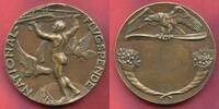 Deutschland Karl Goetz Kaiserreich Bronze Gußmedaille Nationale Flugspende Stehender Genius mit Randpunze -