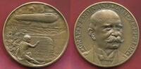 Germany-Empire Kaiserreich Karl Goetz Bronzemedaille Cast Bronze Medal Zeppelin Fernfahrt 1909 Friedrichshafen Nürnberg 30. Mai 1909 mit Randpunze -