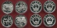 China Volksrepublik, PRC 4 x 5 Yuan Silbermünzen Seidenstraße Satz Silber - Silk Road - 3. Ausgabe - RAR -