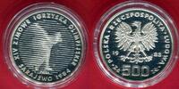Polen, Poland Volksrepublik 500 Zloty Silbermünze Probe Eisschnellauf - Olympische Spiele 1984 Sarajewo - Probe -
