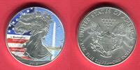 USA 1 Dollar Silbermünze - Silver Eagle - 1 oz 2015 Colorierte Liberty - Washington Monument Stempelglanz Farbmünze mit Kapsel