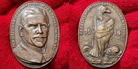 Deutschland Karl Goetz Medaille Kaiserreich Bronze Guß Hochoval 1914 Admiral Graf Spee Seeschlacht b