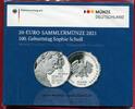 Deutschland 20 Euro Silbermünze 2021 100. Geburtstag Sophie Scholl - Prägestätte D Spiegelglanz im Blister, OVP