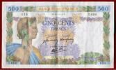 Frankreich France 500 Francs Banknote 16. 7. 1942 La Paix Type Peace -