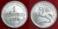 Herzogtum Braunschweig Wolfenbüttel 1 Groschen 1859 ohne Münzzeichen Wilhelm 1831-1884 prägefrisch Fleck