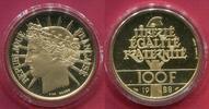 Frankreich France 100 Francs Gold 1988 Fraternité Ceres Kopf 5. Republik Jakobiner Mütze Polierte Pl