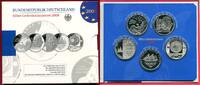 Deutschland 5 x 10 Euro Silber 2008 Offizielles Silbergedenkmünzenset Spiegelglanz in Blister mit Umkarton