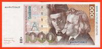 BRD, Deutsche Bundesbank 1000 DM Deutsche Mark 1991 Gebrüder Grimm - Serie AA...4Z7 I- minimaler Zäh