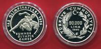 Türkei 50000 Lira Silbermünze Olympische Spiele 1996 Atlanta - Ringkampf -