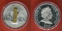 Cook-Inseln, Cook Islands 10 Dollars Skulpturmünze teilvergoldet Weltmonumente USA- Statue of Liberty -