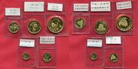 China Peoples Republic 5, 10, 25, 50 100 Yuan Gold 1995 1/20 bis 1 Unze Ounce Panda 5 Münzen Coins R