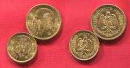 Mexico 5 und 10 Pesos Gold 1955 1959 2 Münzen Two Coins vz-Bankfrisch kl. Kratzer