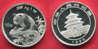 China Volksrepublik PRC 10 Yuan Silbermünze 1999 Panda 1 Unze Silber Bankfrisch Stempelglanz mit ein
