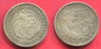 Kolunbien Colombia Granada Konföderation 1 Peso Granadine Confederation Bogota Scarce ! -