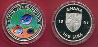 Ghana 100 Sika Silbermünze mit Farbauflage Schutz der Meeresfauna - Korallenfisch -