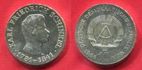 DDR GDR Eastern Germany 10 Mark DDR Silber Silber 125. Todestag von Karl Friedrich Schinkel -