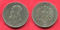 Sachsen Meiningen 5 Mark Silbermünze Georg II. Bart nicht bis Perlkreis -