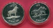 Malawi 5 Kwacha & 10 Kwacha Silbermünze Rappenantilope & Steppenzebra -