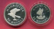 Mauritius 25 Rupien & 50 Rupien Silbermünzen Turmfalke & Blauer Schwalbenschwanz -