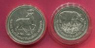 Thailand 50 Baht & 100 Baht Silbermünzen Nashorn & Hirsch -