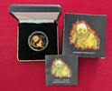 China 10 Yuan Silber Burning Panda - Black Ruthenium 24 KT Gold and Color -