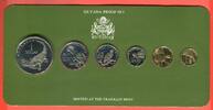 National Coinage of Guyana KMS 1 Cent - 1 Dollar Proof Set - Exotische Tiere - Ku/Ni -