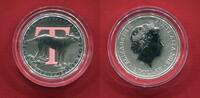 Australien 1 Dollar Silbermünze teilcoloriert Alphabet-Collection - Buchstabe T / Letter T -