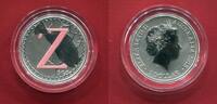 Australien 1 Dollar Silbermünze teilcoloriert Alphabet-Collection - Buchstabe Z / Letter Z-Zebra-Buntbarsch -