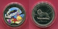 Kongo 5 Francs Cu-Ni- teilcoloriert Marine-Life Protection - Leoparden-Drückerfisch -