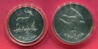 Sambia 5 Kwacha & 10 Kwacha Silbermünzen Antilope & Taita-Falke -