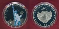 Palau 5 Dollars Silbermünze teilcoloriert World of Wonders - Statue of Liberty -
