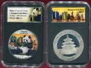 China 10 Yuan Silbermünze coloriert Singapore Show Coin - Panda -