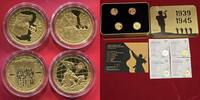 Niue Inseln Islands Mint of Czech Republic 4 x 5 Dollars Gold End of the Second World War Iwo Jima Liberation of Auschwitz Berlin Fall Prague -