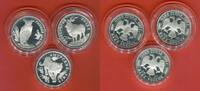 Russland Russia 3 x 1 Rubel Endangered Wildlife Rote Liste Satz Ziege Eule Tieger Red List -