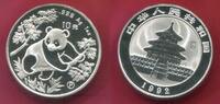 China Peoples Republic PRC 10 Yuan Silbermünze Panda (1 oz) Gegenstempel Fackel -