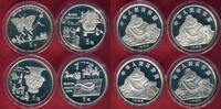 China 4 x 5 Yuan Silbermünzen 1992 Lot - Erfindungen - Seismograph, Bronzehandwerk, Löffelkompass, Drachenfliegen PP in Kapseln