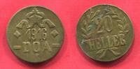 Deutsch Ost Afrika, DOA, German East Africa 20 Heller messing Kleine Krone beide L korrekt -