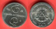 DDR 10 Mark Silbergedenkmünze 500. Todestag Johannes Gutenberg -